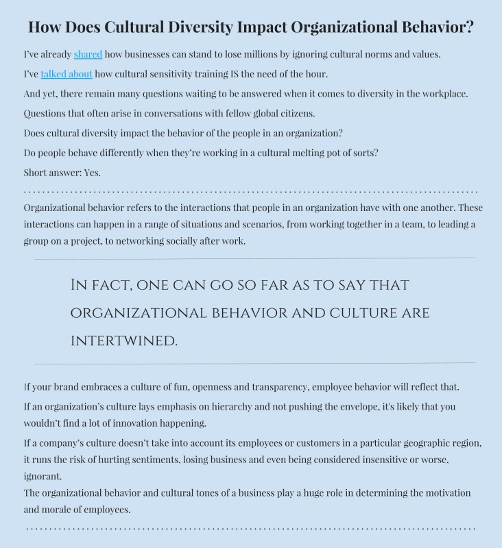 Cultural Diversity